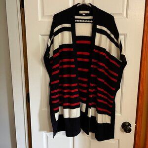 LOFT Ladies Striped Long Open Kimono Style Knit Cardigan Size XS/S